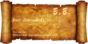 Ber Barnabás névjegykártya